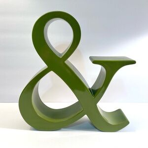 Pottery Barn Large Green Ampersand & Symbol Art Statue Shelf Decor Gallery Wall